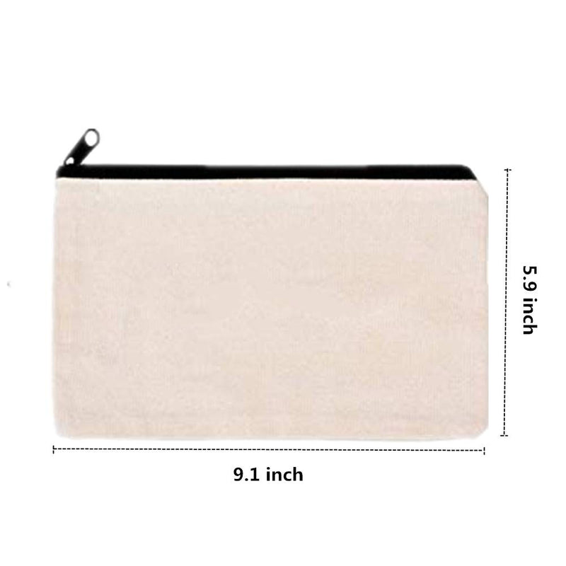 [Australia] - 10 PCS Canvas Makeup Bag Cosmetic Pouch Blank Zipper Bag-9.1 × 5.9 inch 