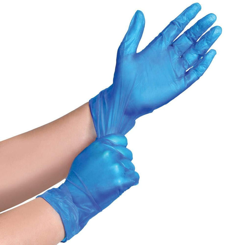 [Australia] - NEW Strong Quality Box of 100 Blue Medium Size Powder Free Vinyl Gloves, Latex Free Food Sade Gloves Easy to Wear Perfect for Daily use Multi Purpose USE 