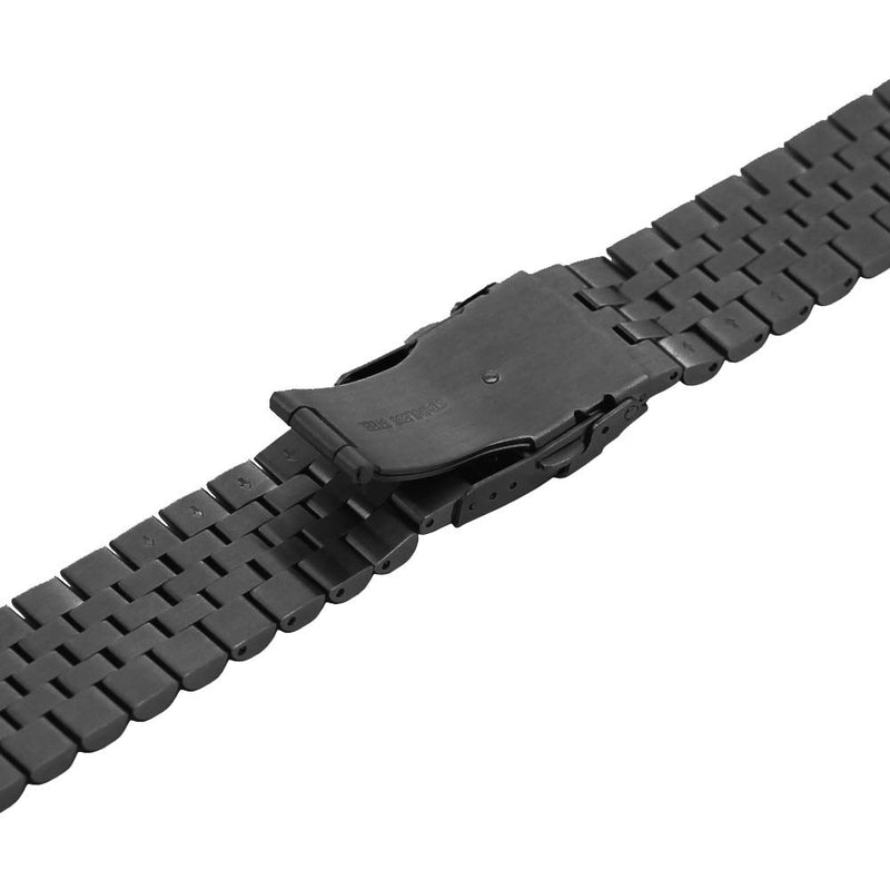 [Australia] - Super Brushed & Polished 3D Solid Stainless Steel Watch Bracelet Band 20mm 22mm Security Double Deployment Buckle Black 