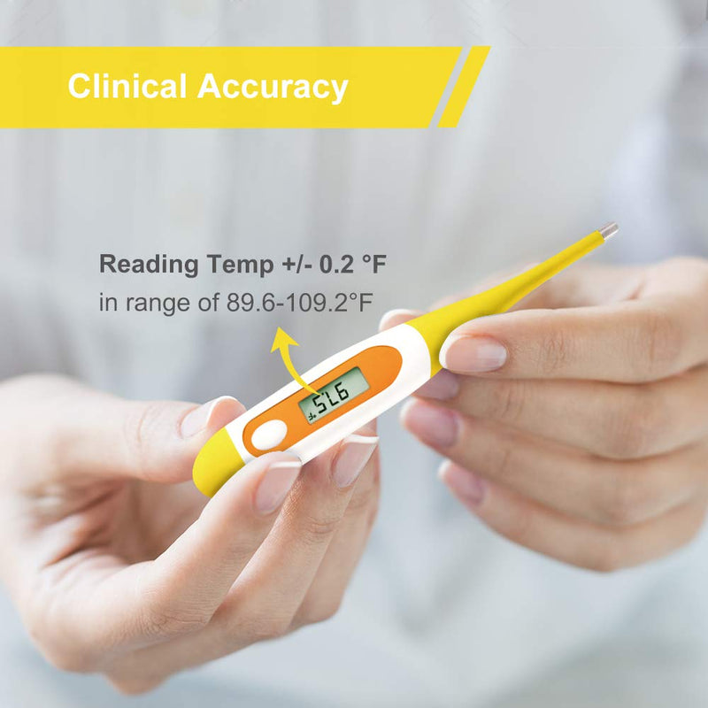 [Australia] - Digital Oral Thermometer for Adults Baby Infant Thermometer,Easy@Home Medical Thermometer,Basal Body Temperature Thermometer for Rectal Mouth Underarm with Fever Alarm EMT-021-Yellow 