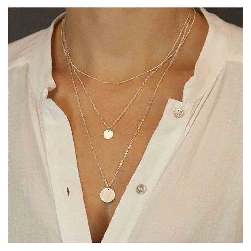 [Australia] - Yheakne Boho Coin Disc Pendant Necklace Gold Vintage Layered Necklace Chain Bohemia Coin Necklaces for Women and Girls Bridesmaid Gifts 