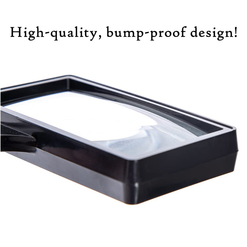 [Australia] - Large Rectangular Handheld Magnifying Glass，5X Magnification，4x2inches Handheld Magnifier，Scratch Resistant Glass Lens，Large Horizontal Viewing Area，for Seniors Reading，Hobbies，Repai， Observation 