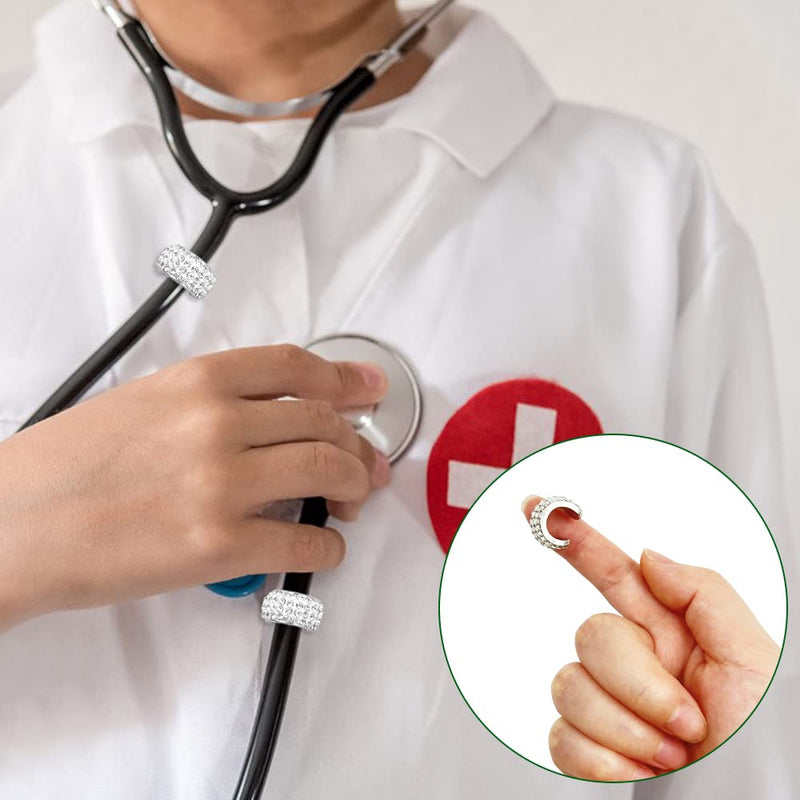 [Australia] - Stethoscope Charms,DanziX 2 Pack Stethoscope Charms+A Pair of Stethoscope Earplugs, Perfect for Nurse Accessory,Compatible with All Size of Stethoscopes(Silver) 