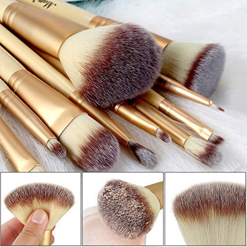 [Australia] - Matto Makeup Brushes 10-Piece Golden Makeup Brush Set with Foundation Powder Mineral Eye Face Make Up Brushes Holder 