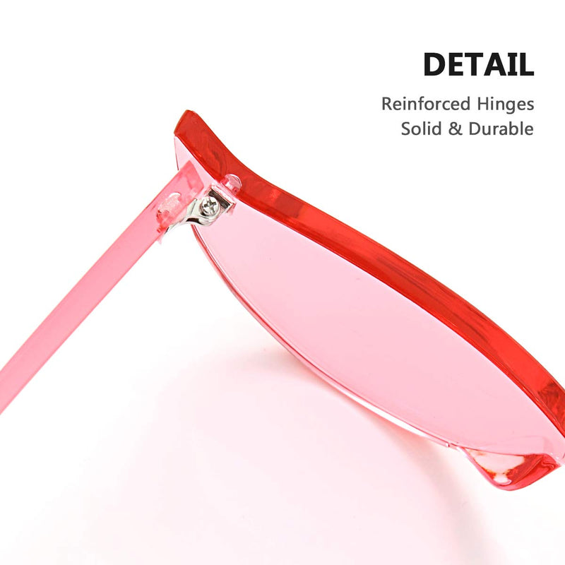 [Australia] - OLINOWL Cat Eye Rimless Sunglasses Oversized One Piece Colored Transparent Eyewear Retro Eyeglasses for Women Men … Pink 
