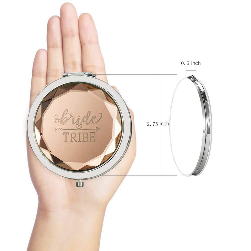 [Australia] - Cuterui Bridesmaid Gifts Bride Tribe Compact Makeup Mirrors for Bachelorette Bridal Shower Gifts(Pack of 6,Champagne) A.6 Champagne(1 Bride Tb/5 Bt) 