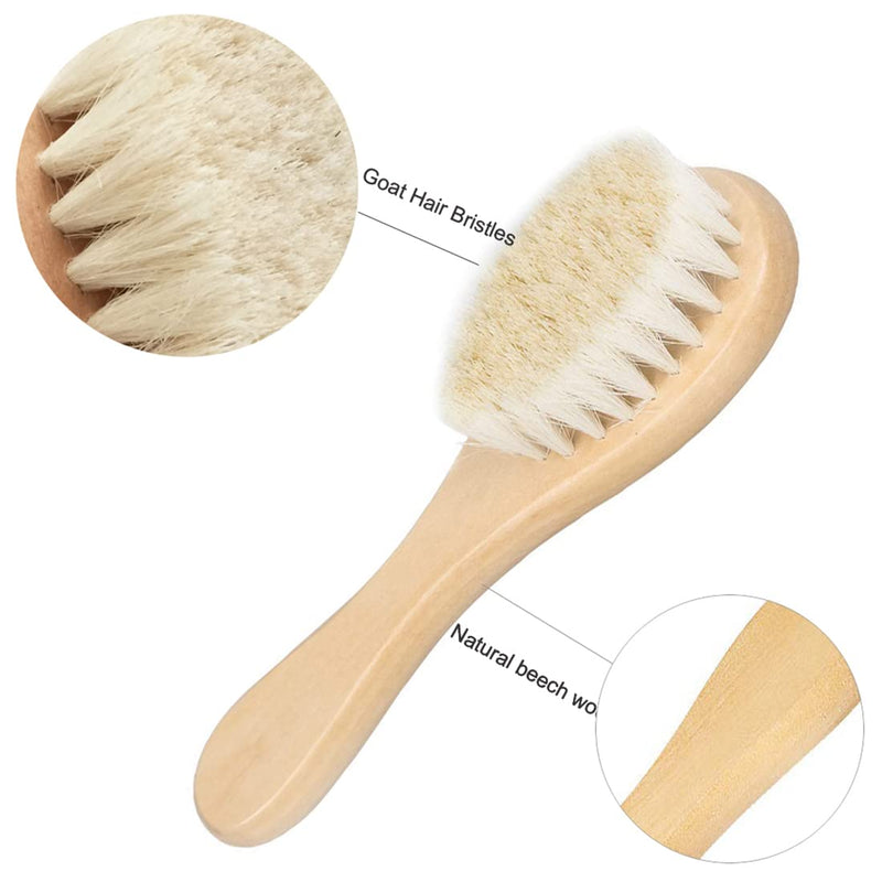 [Australia] - Molylove Baby Hair Brush with Wooden Handle and Super Soft Goat Bristles for Newborns & Toddlers 