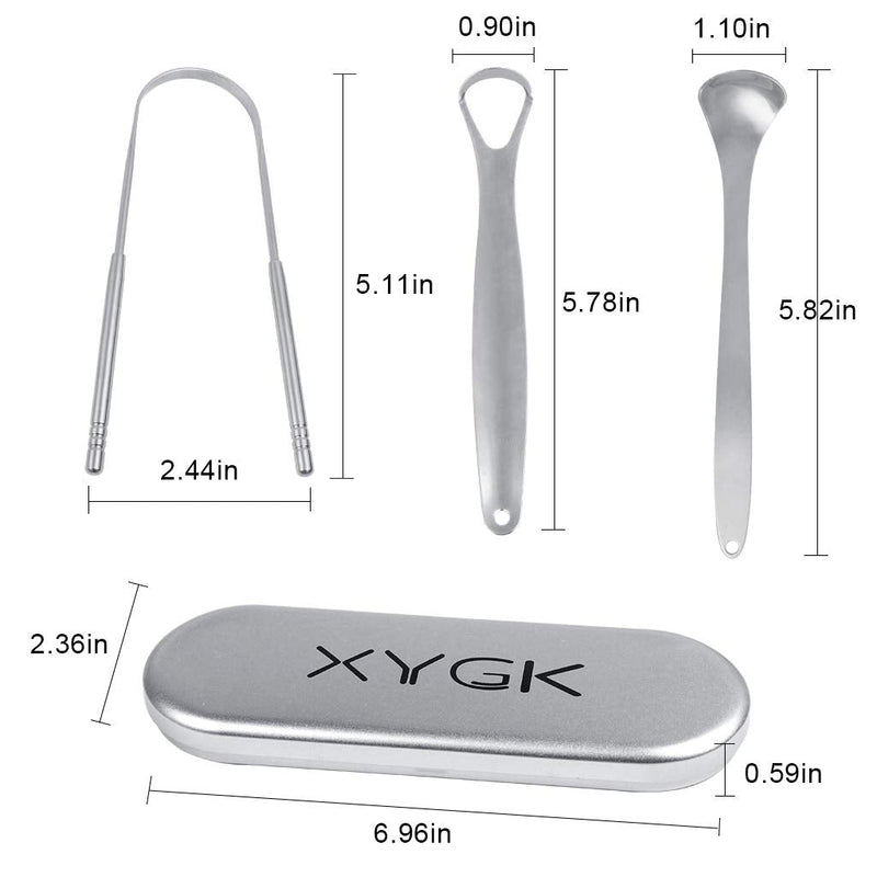 [Australia] - XYGK Tongue Cleaner Scraper Set,3pcs Medical Grade Stainless Steel Tongue Scraper for Tongue Cleaning Optimal Oral Hygiene (Sliver) Sliver 