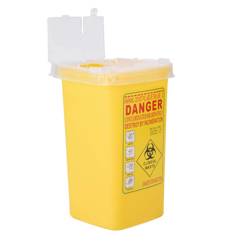 [Australia] - Nikou Yellow Biohazard Bin Needle Disposal Sharps Box For Cartridges, Tattoo Medical Plastic Sharps Container, Waste Box 1 Litre (Color: Yellow) 