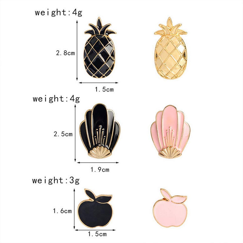 [Australia] - MJartoria 12PCS Car Flamingo Alpaca Pineapple Novelty Cartoon Enamel Brooch Pin Set for Backpack(black 12pcs) 