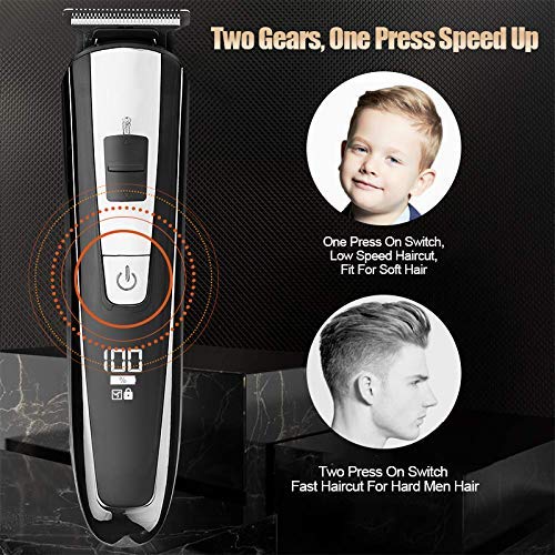 [Australia] - Hair Clippers Beard Trimmer Kit for Men Professional Cordless Hair Mustache Trimmer Hair Cutting Nose Ear Hair Trimmer Groomer Kit, 2 Speed, LED Display USB Rechargeable 5 in 1 