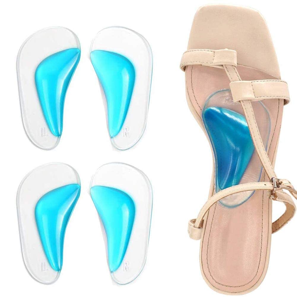 [Australia] - 2 Pairs Gel , Silicone Orthopedic Flat Feet Orthotic, Insoles Plantar Fasciitis Shoe Arch Support Gel High Heel Inserts Cushion Pads for Women Men (Blue) 