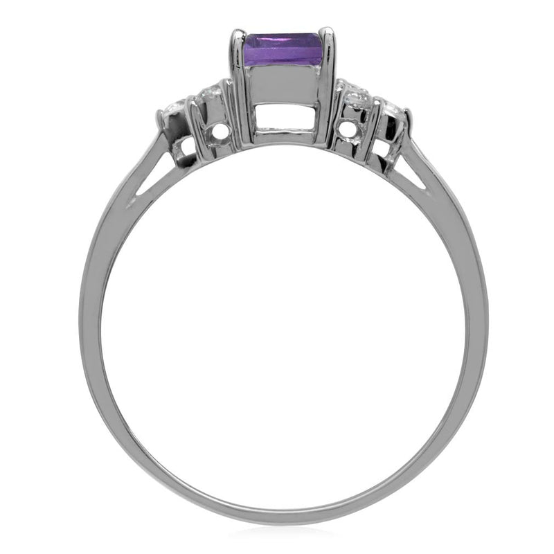 [Australia] - Silvershake 7x5mm Octagon Shape White Gold Plated 925 Sterling Silver Engagement Ring amethyst 4 