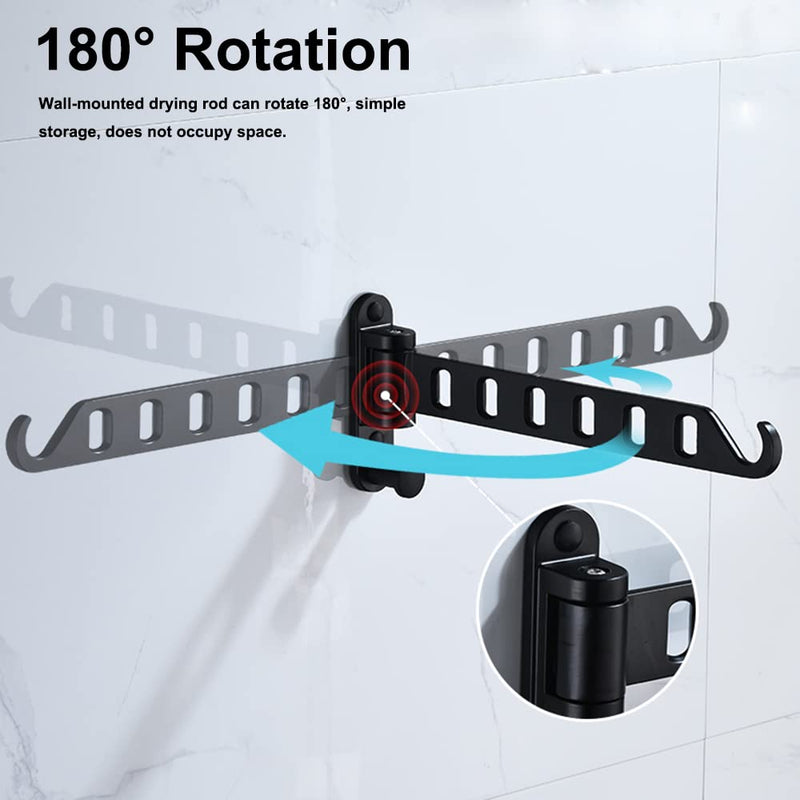[Australia] - Lxoraziy Wall Mounted Clothes Hanger, Foldable Wall Clothes Airer, 180° Swivel Hanger, Wall Hook with Screw, for Laundry, Bathroom, Utility Room, Bedroom 