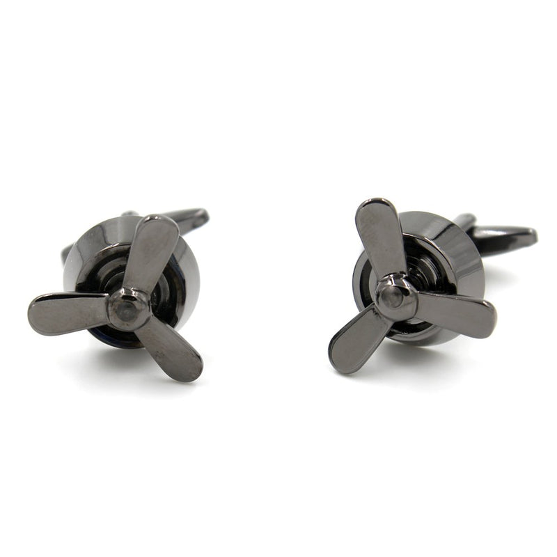 [Australia] - Propeller Plane Aviation Pilot Father Dad Presentation Gift Cufflinks (All Black) 