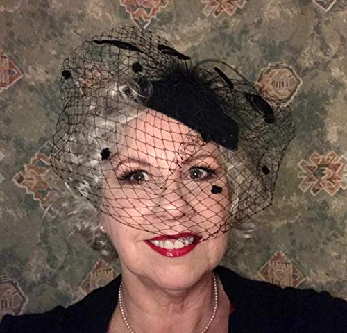 [Australia] - Zivyes Fascinator Hats for Women Pillbox Hat with Veil Headband and a Forked Clip Tea Party Headwear 1-1-black 