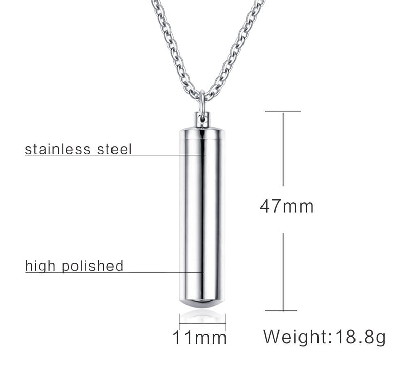 [Australia] - VNOX Pack of 2/3/4/5 -Unisex Customize Memorial Keepsake Stainless Steel Cylinder Cremation Ashes Necklace L-11MM*47MM(Plain) 1 piece 