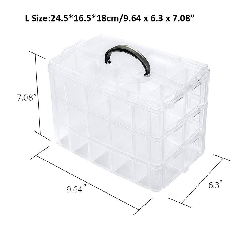 [Australia] - ZLY 3-Tier Demountable Plastic Jewelry Box Organizer Storage Container with Adjustable Dividers 30（Large） Grids Clear XL-30 Grids 