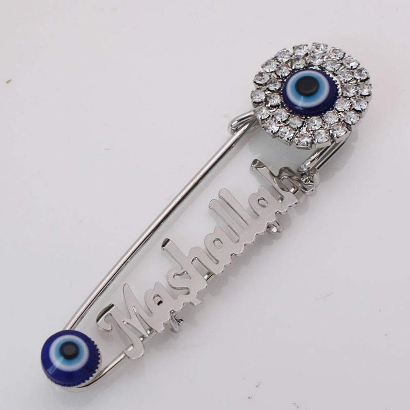 [Australia] - ZKDC Muslim Islam Mashallah Turkey Evil Eye Stainless Steel Crystal Brooch Baby Pin 