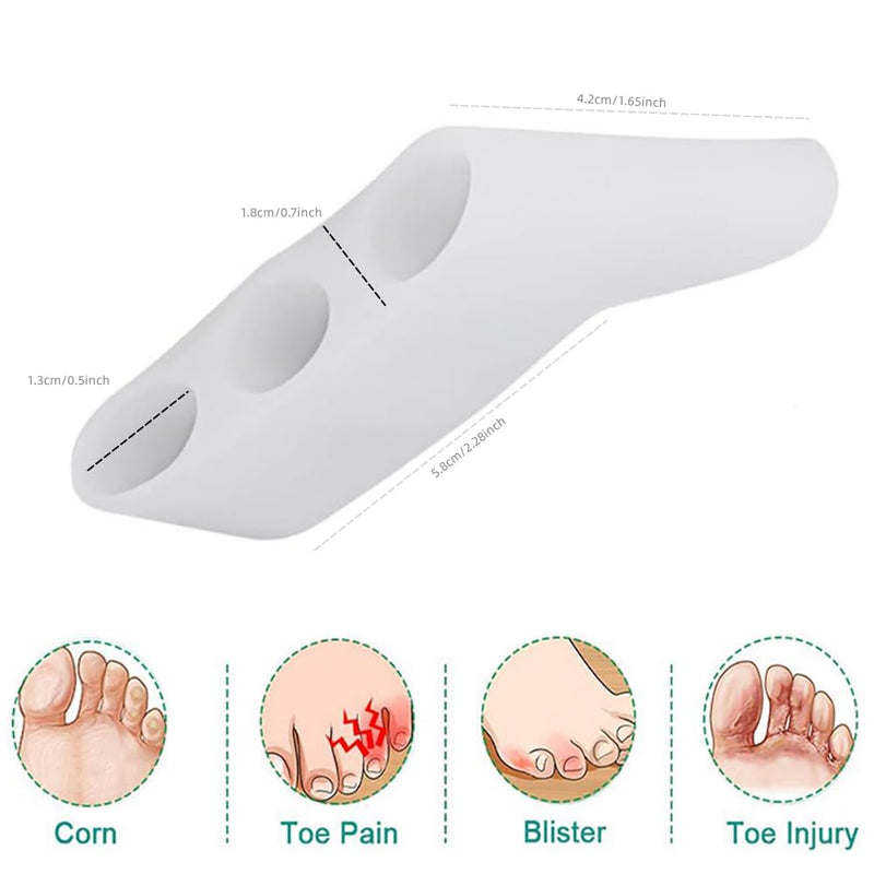 [Australia] - 8 Pack Gel Toe Corrector Pinky Toe Separator Pain Relief Toe Protector Relieve Bunion Foot Care Tools Three-Hole Little Toe Separator 
