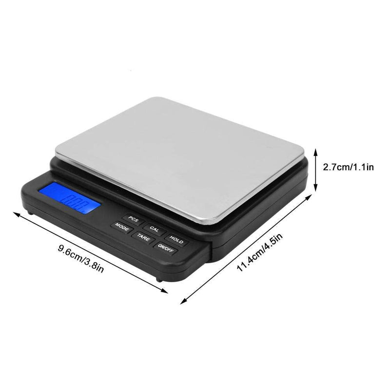 [Australia] - Digital Kitchen Scales High Accuracy Electric Food Cooking Scales with Blue Backlit Display 1000g/0.01g(Black) 