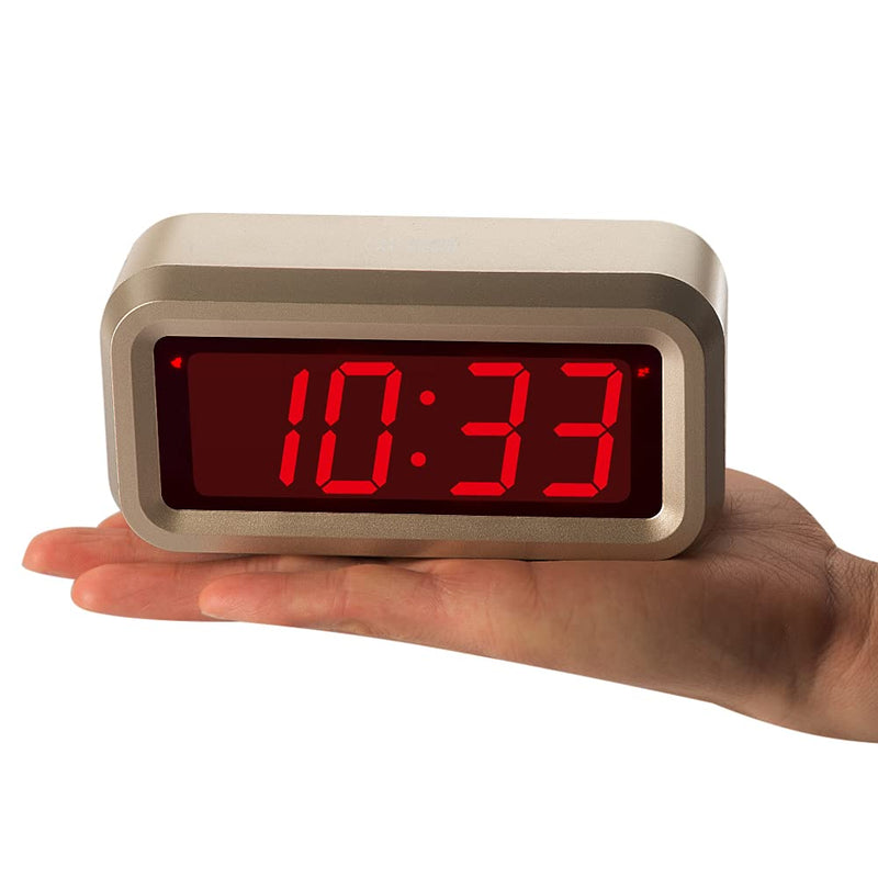 [Australia] - Timegyro Digital Alarm Clock Battery Operated with 1.2" Large Display for Bedroom, Heavy Sleepers(Gold) … Golden 