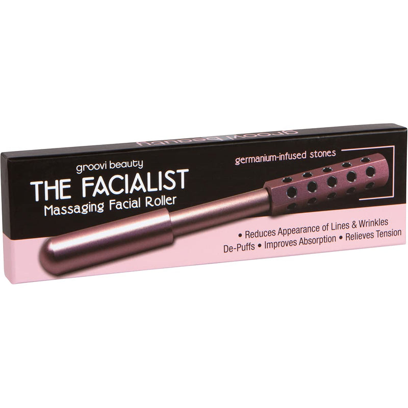 [Australia] - Facial Massage Roller by Groovi Beauty | Massaging stones uplift skin, promote lymphatic draining, reduces fine lines & wrinkles, de-puffs the skin & reduces facial muscle tension | No batteries 