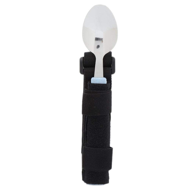 [Australia] - Easy Grip Eating Aids Spoon Adaptive Eating Utensils Rotating Stainless Steel Holder Silverware Set Elderly Care Spoon Arthritis Disabled Patient Dining Scoop Utensil with Auxiliary Strap 