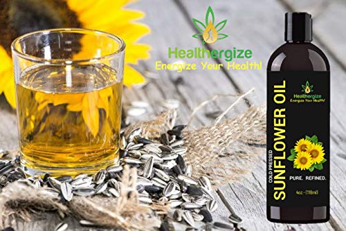 [Australia] - Healthergize Sunflower Oil for Skin, Face, Body, Hair-100% pure Carrier Oil, Aroma Therapy, Massage, Moisturizer, Conditioner-4 oz. 