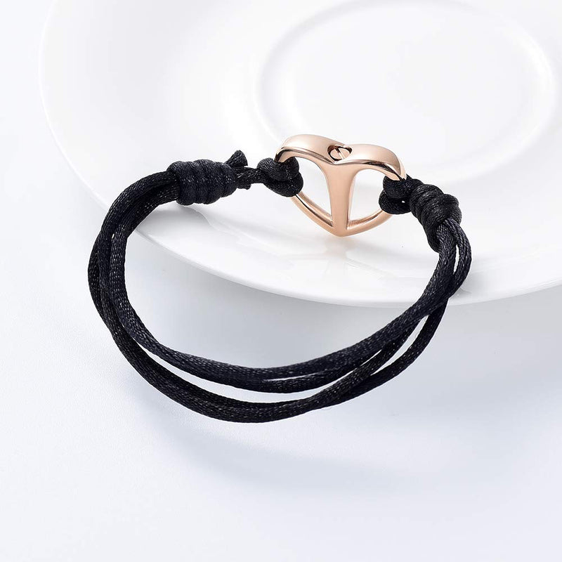 [Australia] - Cremation Bracelet for Ashes Mini Adjustable Cremation Urn Bracelet Bangle for Ashes Stainless Steel Keepsake Cremation Memorial Ash Jewelry Rose Gold thick rope 