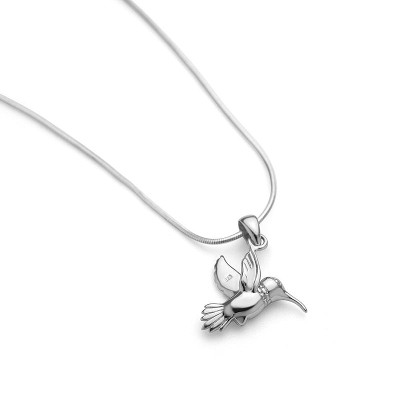 [Australia] - SUVANI Sterling Silver Beautiful Hummingbird Nature Pendant Necklace, 18 inch Snake Chain 