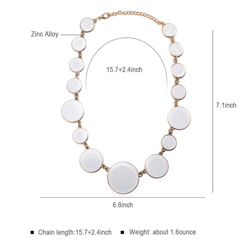 [Australia] - DiLiCa Women Statement Bib Necklace and Earring Set Girl Charm Costume Choker Novelty Enamel Jewelry Set White 