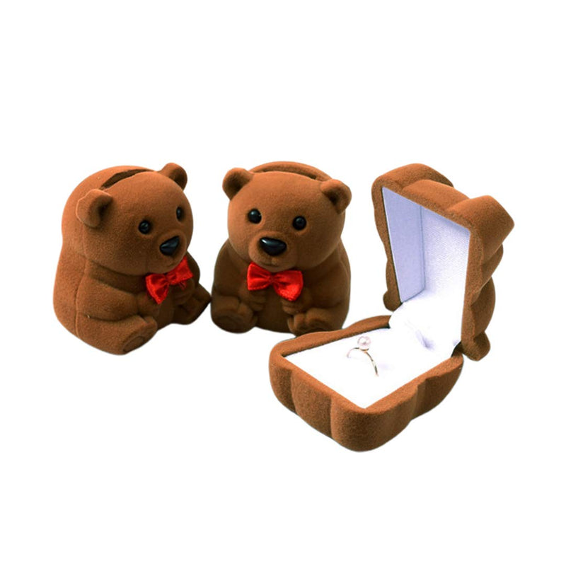 [Australia] - Naimo 2pcs Velvet Mini Bear Display Box Ring Pendant Earring Boxes Storage Case Gift Box for Proposal Engagement Wedding 