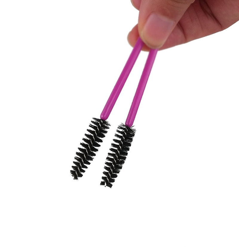 [Australia] - Yueton Pack of 100 Disposable Eyelash Brushes Wands Mascara Applicator (Hot Pink+Black) 