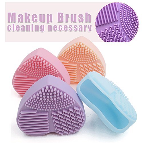 [Australia] - AKOAK Makeup Brush Cleaner Heart Shaped Silicone Multi Texture Surface Cosmetic Brushes Cleaning Necessary Tools Washing Brushegg (1pc,Pink) 