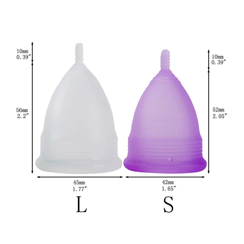 [Australia] - Croing Reusable Menstrual Cup Set of 4, Period Cup, 2 pcs Small and 2 pcs Large (Purple and White) 