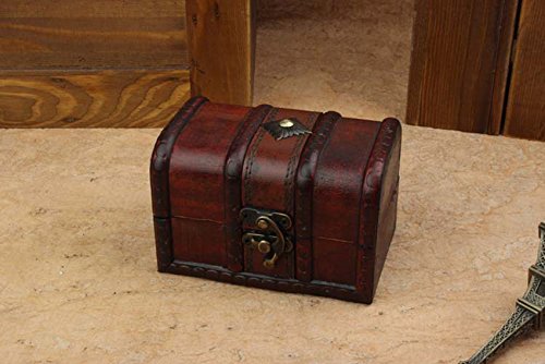 [Australia] - Coolrunner 2pcs Antique Vintage Wooden Box Stamp Flower Small Metal Lock Jewelry Treasure Chest Handmade Retro Wood Organizer Case Box (2 pcs) Brown 