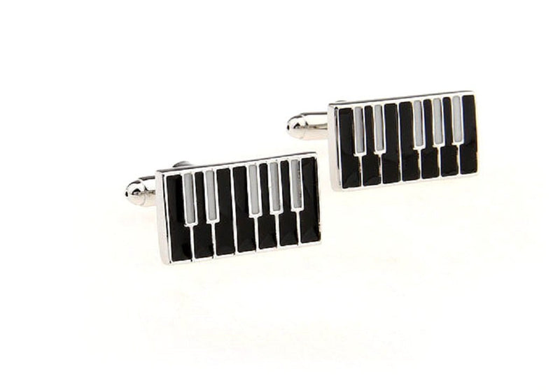 [Australia] - MRCUFF Piano Keys Inverted Black White Pair Cufflinks in a Presentation Gift Box & Polishing Cloth 