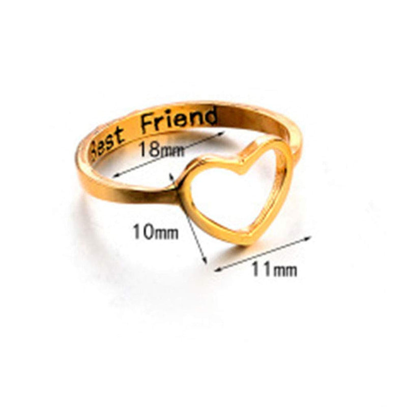 [Australia] - Infinity Love Heart Rings Set for Friendship Geometric hollow peach Heart Engraved Letter Index Finger Rings for Women Girls Graduation Gift 2Pcs/set Best Friend 