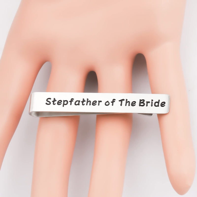 [Australia] - BEKECH Stepfather of The Bride Gift Step Father of The Bride Tie Clip Groom Step Father in Law Wedding Day Wedding Party Gift for Stepdad Bride Dad Jewelry silver 