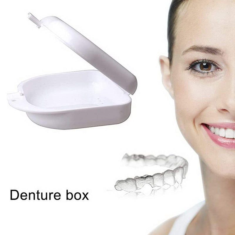 [Australia] - Hsthe Sea 2 pcs Retainer Case with Vent Holes Retainer Container Partial Denture Box,for Denture, Retainer,Mouth Guard,Brace, Teeth Mouth Tray, Blue+White 