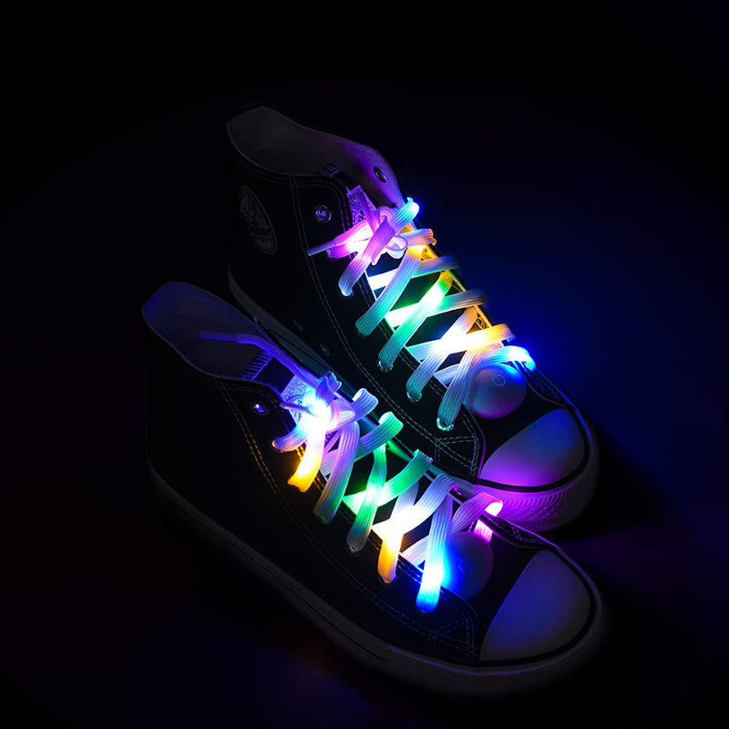 [Australia] - LED Shoelaces Multicolor Light Up Laces 3 Modes Flashing Colorful Shoestrings Battery Powered Nylon 1 Pair 