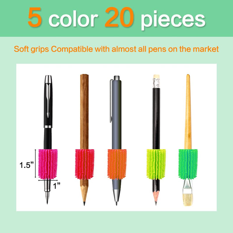 [Australia] - 20Pcs Reusable Squishy Pencil Holders, Perfect Pencil Grips for Kids and Adults Handwriting, Drawing, Coloring - Perfect Decompression Pencil Tools 
