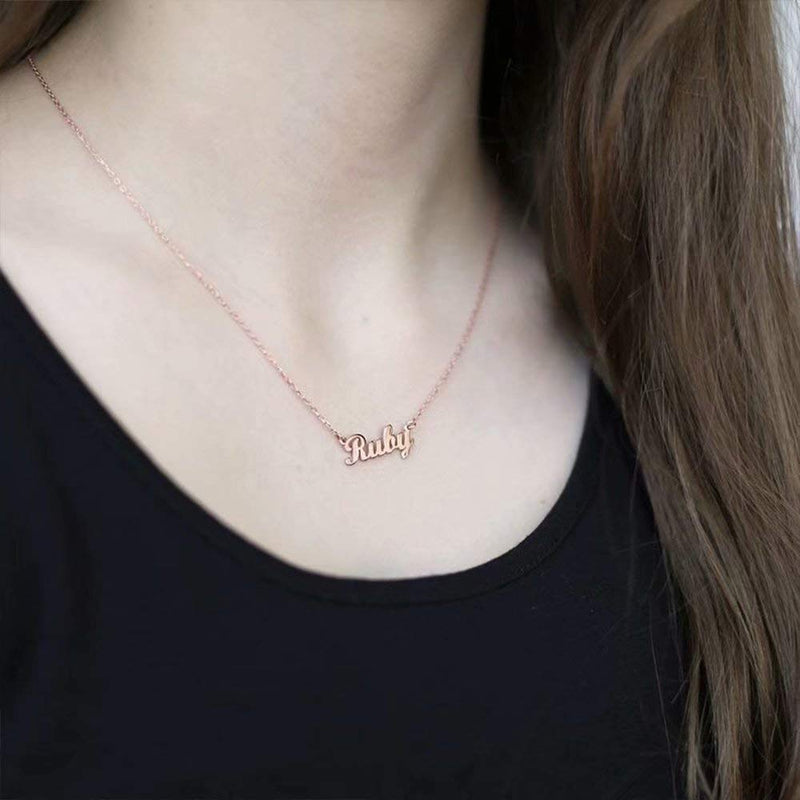 [Australia] - Hidepoo Custom Name Necklace Personalized – Stainless Steel Customized Name Pendant Necklace,Dainty Letter Name Necklace Chain Custom Personalized Jewelry Gifts for Women Girls Ava Silver 