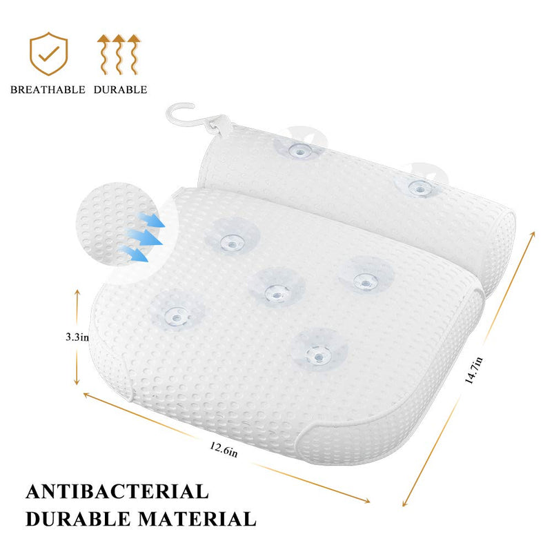 [Australia] - Bathtub Pillow Spa Bath Cushion Head,Neck,Shoulder and Back Support Rest with 7 Non-Slip Strong Suction Cups 
