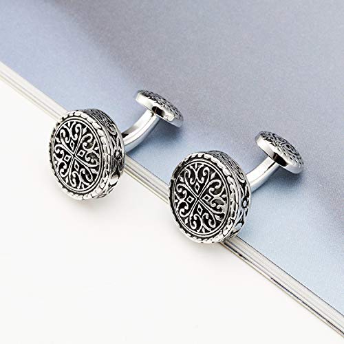 [Australia] - Cufflinks for Men Vintage Style Irish Celtic Knot Ball Return Fixed Backing Cuff links Mens French Shirts Accessory Wedding Best Man Tuxedo Studs Father's day Groomsmen Gifts Box Grey 