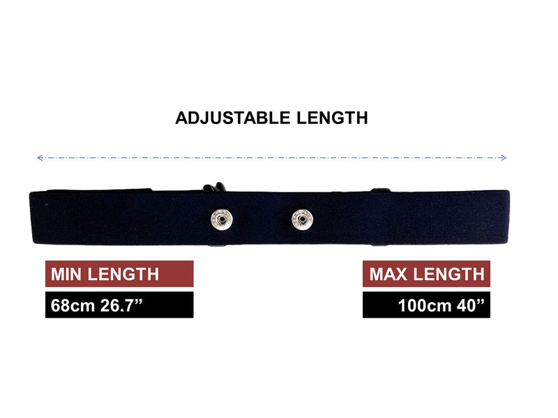 [Australia] - Performance Heart Rate Monitor Strap Replacement Belt, Black S - XL Compatible with: Garmin HRM Dual, Wahoo TICKR, Polar H7, CARDIOSPORT 