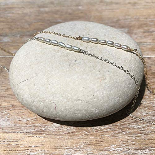[Australia] - Mevecco Pearl Anklet Handmade 18k Gold Plated Dainty Boho Beach Cute Ankle Bracelet Adjustable Wafer Layered Turquoises Dangle Coins Foot Chain for Women Pearl Gold 