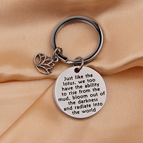 [Australia] - QIIER Lotus Keychain Yoga Karma Inspirational Keychain Best Friend Gift Yoga Lovers Gift silver 