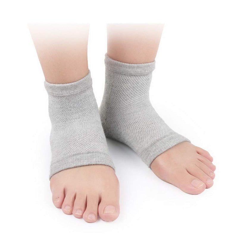 [Australia] - kuou 3 Pairs Gel Heel Socks, Soft Moisturizing Socks Gel Lining Infused with Essential Oils and Vitamins for Dry Hard Cracked Skin Moisturizing Day Night Care Skin (Gray Blue Pink) 